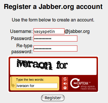 Регистрация аккаунта андроид. /Register пароль. Регистрация в джаббере. Джаббер аккаунт пример. Джаббер почта.